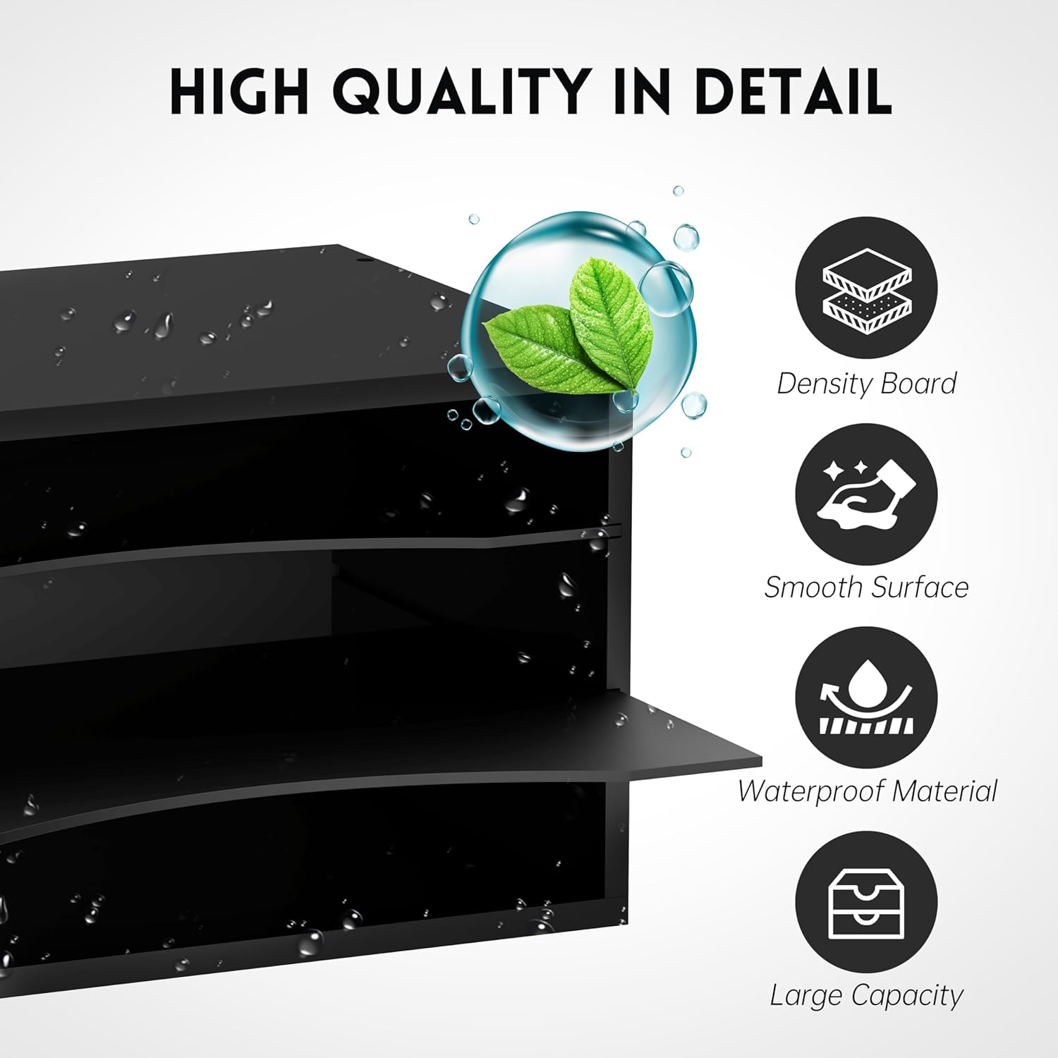 Wooden Desk Organizer - 3 Tier Paper File Organizer for Office, School & Home, Black