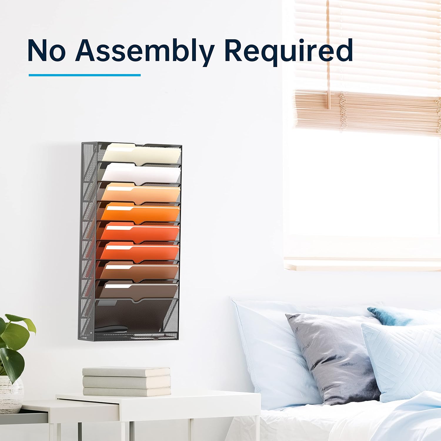 10-Tier Hanging Wall File Holder Organizer for Papers, Folders, Files Clipboard & Magazine Organization Great for Office Home, Black