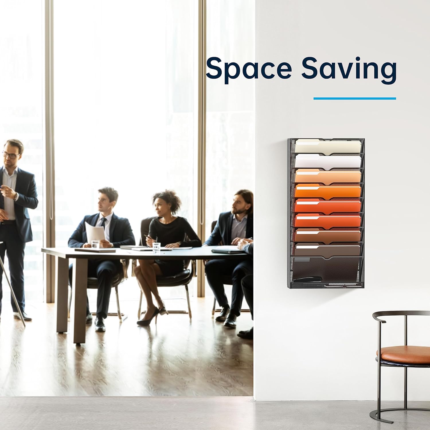 10-Tier Hanging Wall File Holder Organizer for Papers, Folders, Files Clipboard & Magazine Organization Great for Office Home, Black 2 Pack