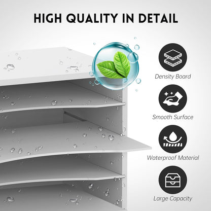 Wood Desk Organizer, 5 Tier Paper File Organizer for Desk, Wooden Desktop Organizer, Paper Letter Literature Mail Sorter, for Office School &amp; Home Organization, White