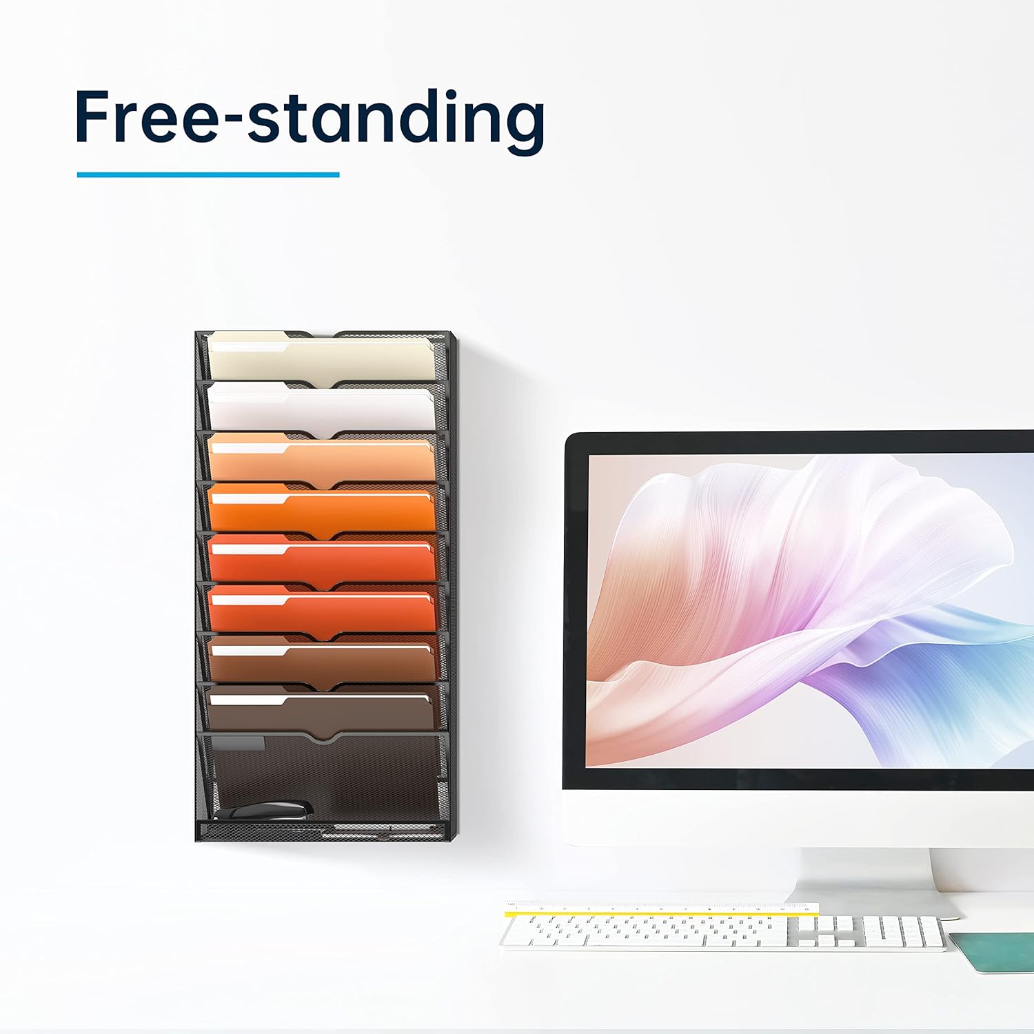 10-Tier Hanging Wall File Holder Organizer for Papers, Folders, Files Clipboard &amp; Magazine Organization Great for Office Home, Black 2 Pack