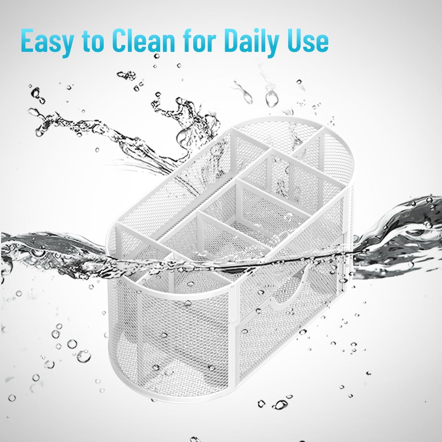 Mesh Desk Organizer, Desk Accessories &amp; Workspace Organizers with Drawers, Pencil Holder for Desk with 9 Compartments for Office Suppliess, 8.6 x 4.3 x 4.1 Inch, White
